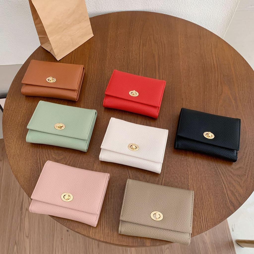 Women's Korean Trend Solid Color Foldable Short Wallet and Card Holder
