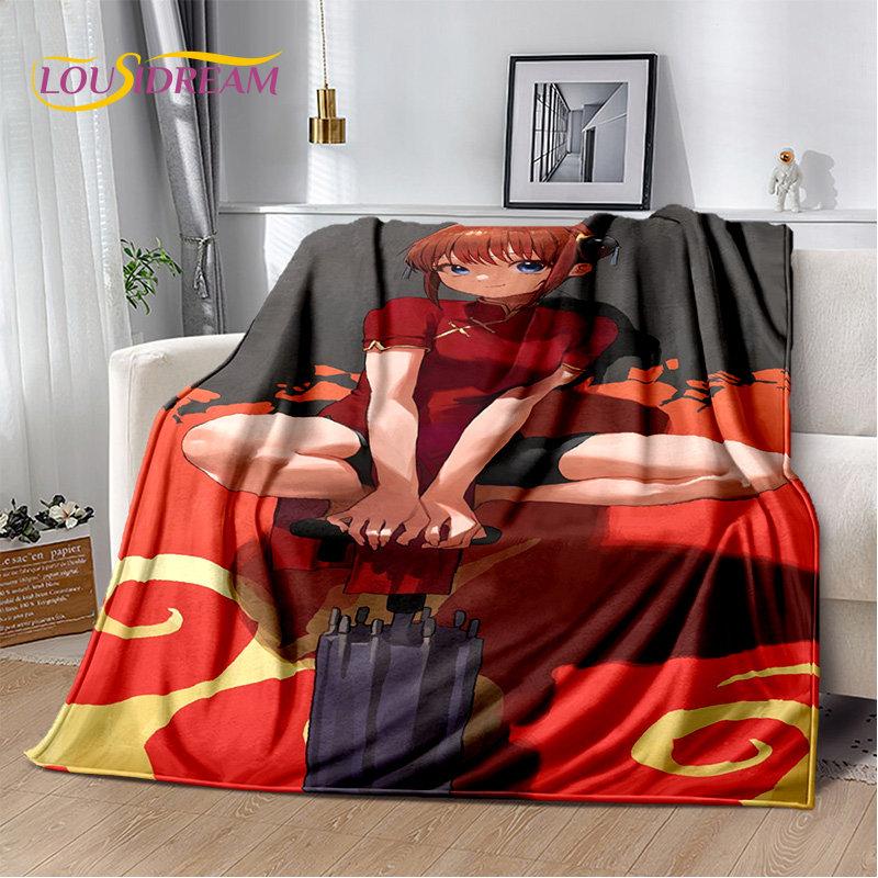Anime Gintoki Kagura Gintama Soft Plush Blanket,Flannel Blanket Throw Blanket for Living Room Bedroom Bed Sofa Picnic Cover Kids