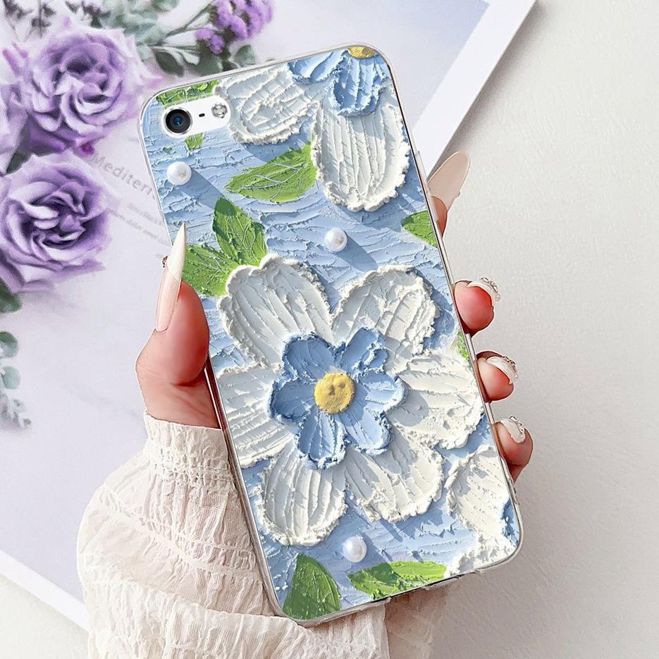 Для Apple iPhone 5 5S Чехол iPhoneSE Роскошный Чехол с Рисунком Цветов Мягкий Силиконовый Чехол для Телефона Для iPhone SE 2020 2022 iPhone5 Fundas