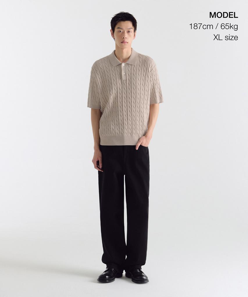 MUSINSA STANDARD Cable Knitted Polo Shirt [Oatmeal]