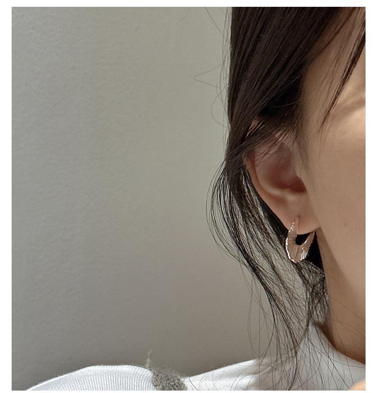 Серьги-пусеты в корейском стиле из стерлингового серебра S925 с текстурой в форме веера