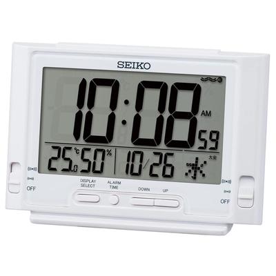 Часы Seiko Будильник, Настольные часы, Цифровые, Радиоуправляемые, Белый перламутровый, 84 x 132 x 46 мм, SQ320W