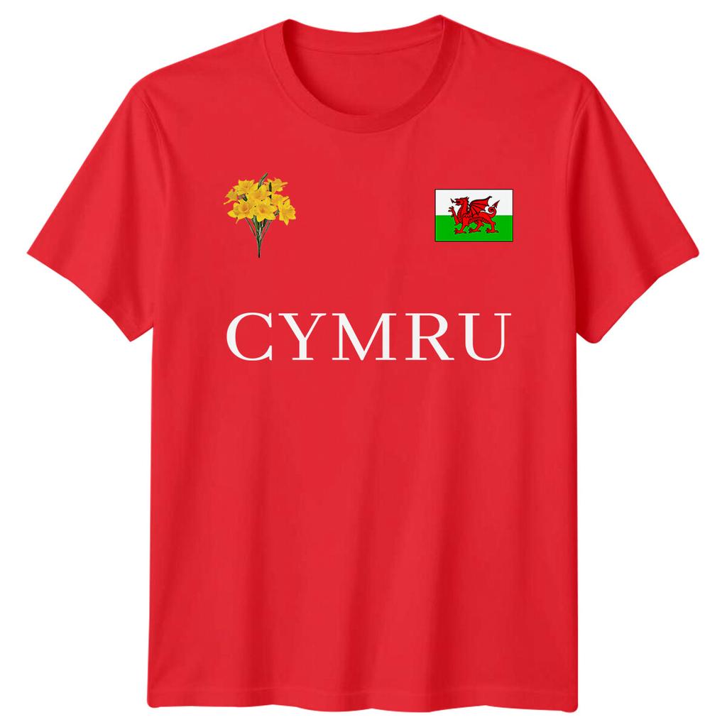 Значок Флаг Уэльса Cymru Нарциссы Семья День Святого Давида Футбольная Футболка #STDD