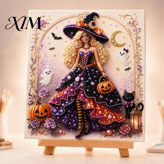 Decorative Faux Pearl Ornament Making Fashion Doll Art Kit, DIY Christmas Painting Adult Bead Embroidery Set 3D Textured Craft Kit for Adults, Festive