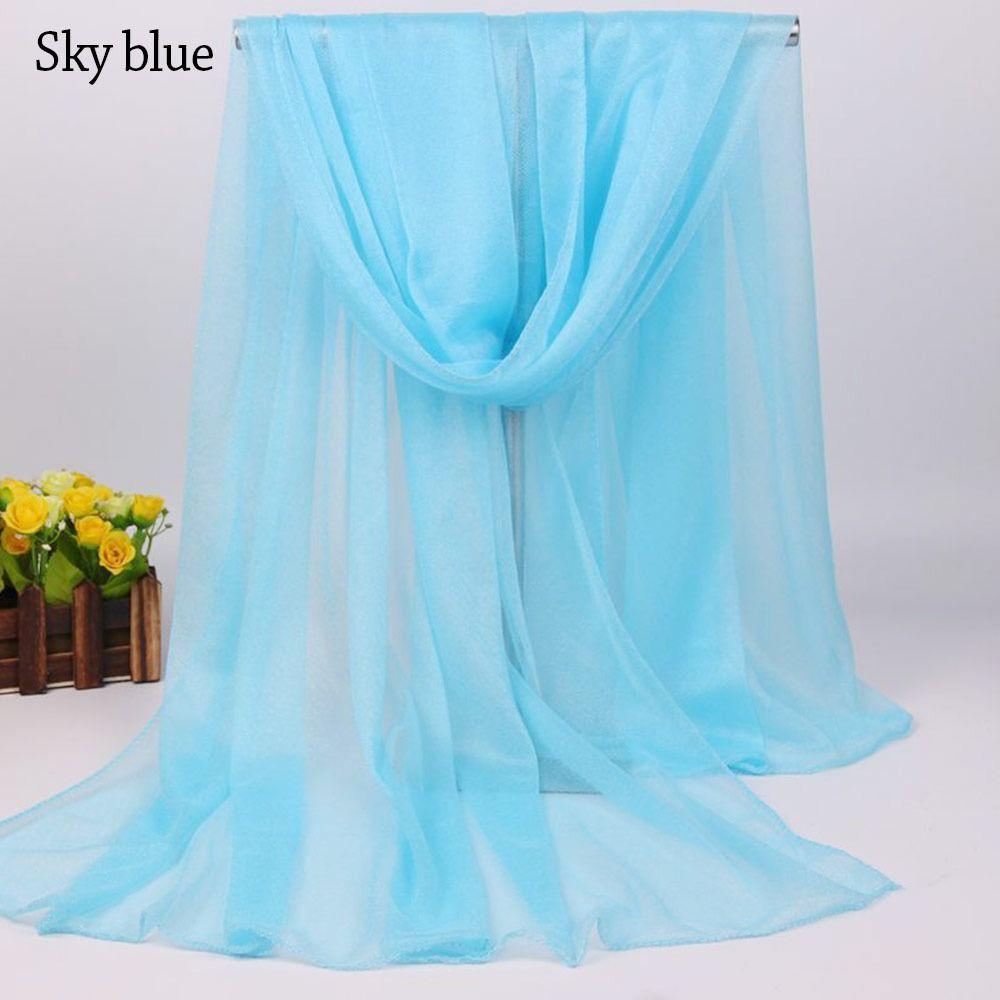 Soft Silk Scarf Breathable Sheer Wrap Summer Bandana for Women