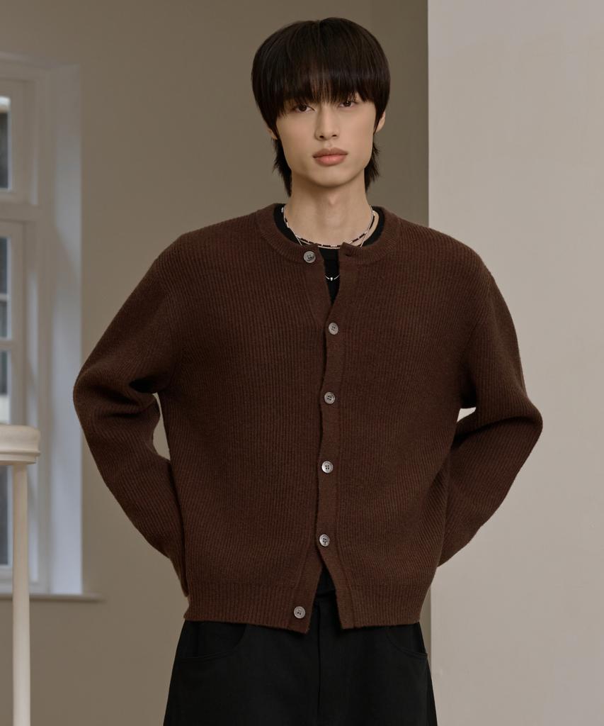 Hyoji Fw Стильный круглый укороченный вязаный кардиган (3 цвета)