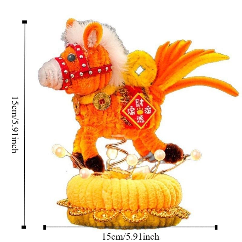 Handmade Glowing Rotating Lantern Cartoon Unfinished DIY Twister Stick Cute DIY Material Kit Spinning Horse Lantern New Year