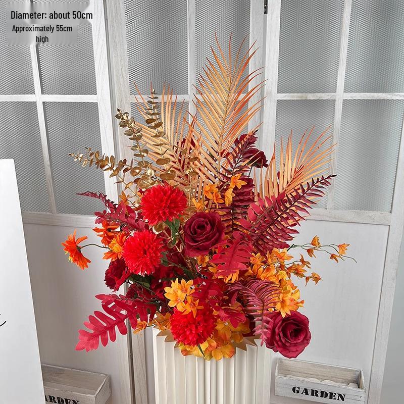 Свадебное цветочное оформление 2025: Сцена банкетного приема по случаю помолвки, Цветочные ряды для дороги/сцены, Цветы для арки, Искусственная имитация фона, Флористическое искусство.