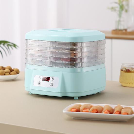 Машина для сушки продуктов с воздушным потоком 360 градусов, 6 лотками, 24-часовой таймер, бесшумная работа, контроль температуры, сушилка для фруктов, мяса и овощей