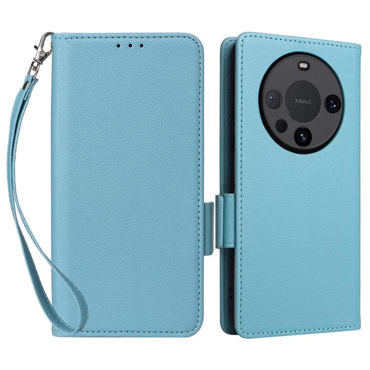 For Huawei Mate 60 Cover Litchi Texture Wallet Stand Leather Phone Case with Strap