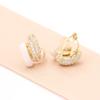 Korean sweet niche macaron color dripping oil inlaid stone earrings gold-plated simple and versatile ear piercing ear clip women's earrings