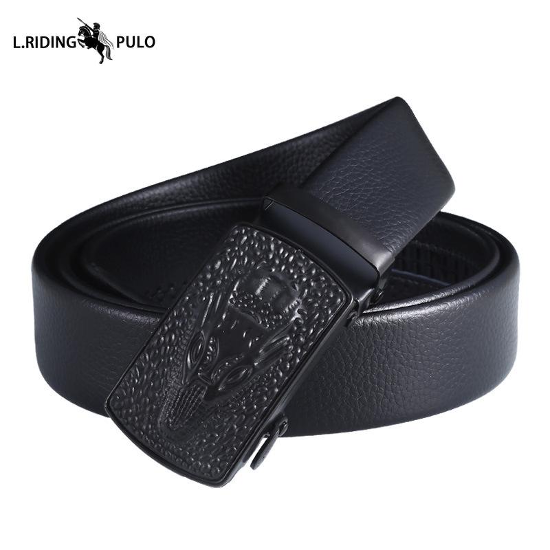 Мужской кожаный ремень с автоматической пряжкой, деловой ремень в корейском стиле, креативный, для досуга, универсальный, износостойкий, подарочный ремень