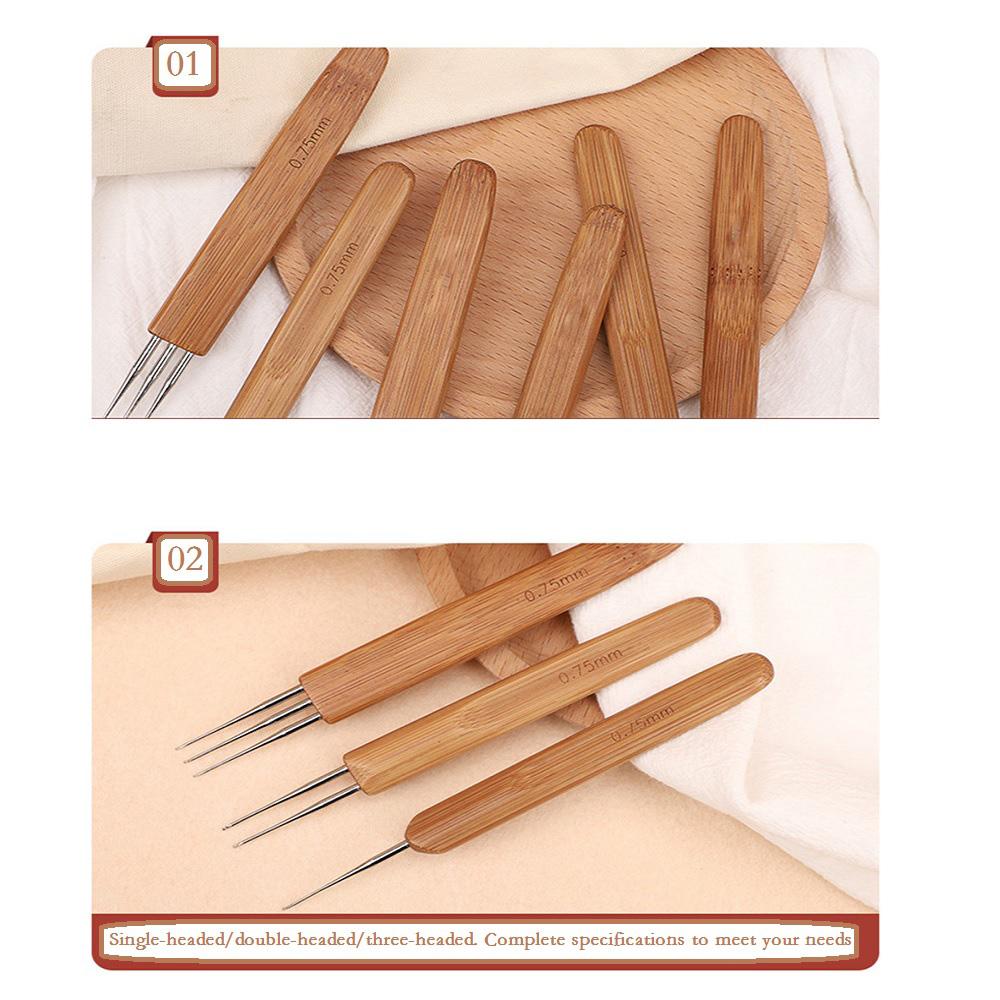 6 шт. Сделай сам Крючок для вязания бамбуковая ручка Дред Книт Изготовление волос плетение инструмент