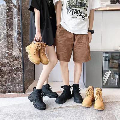 Желтые ботинки Martin на толстой подошве - унисекс, хлопок, кожа, бархат