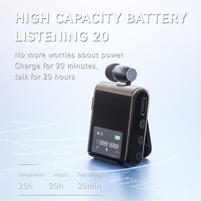 K89/K75 Lavalier Business Bluetooth 5.4 беспроводная гарнитура разговор/музыка 20H ЖК-цифровой дисплей HIFI наушники с микрофоном шумоподавление