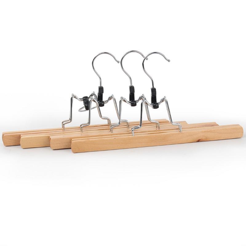Wooden Pants Hanger Non-Slip Wood Clip Slack Hanger with 360° Swivel Hook Natural Wood Skirt Hangers Hanger Rack Swivel Hook