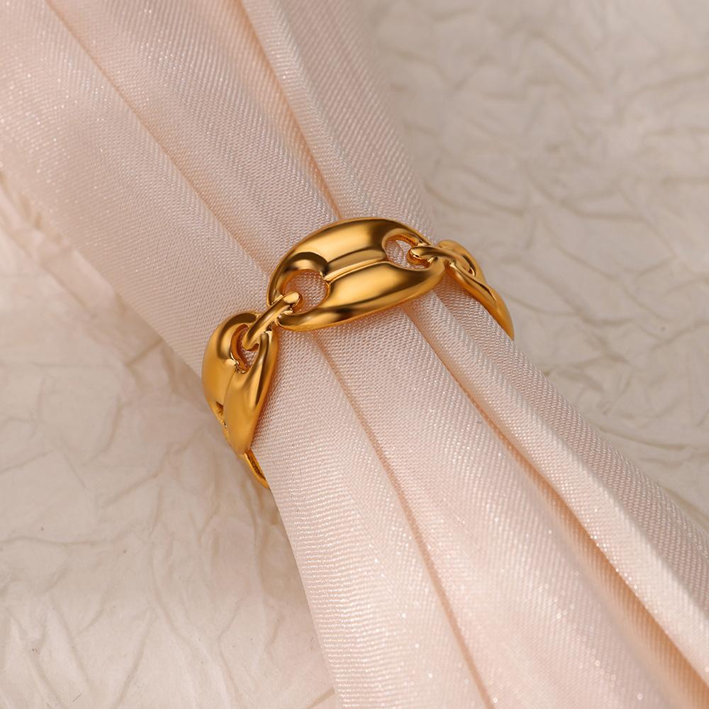 Stainless Steel Wave Rings for Women Gold Color Geometric Heart Rose Flower Wedding Ring Aesthetic Fashion Waterproof Jewelry