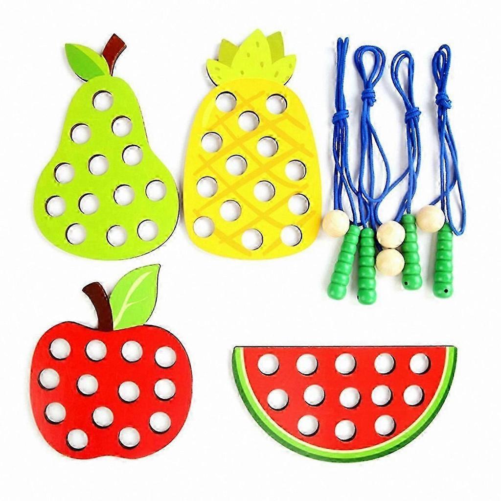 Wooden Fruit Threading Set for Kids Early Learning Toy