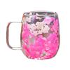 Кружка с двойными стенками, внутри термостойкое стекло, для чая, латте, с цветочным рисунком, 250 мл, милая