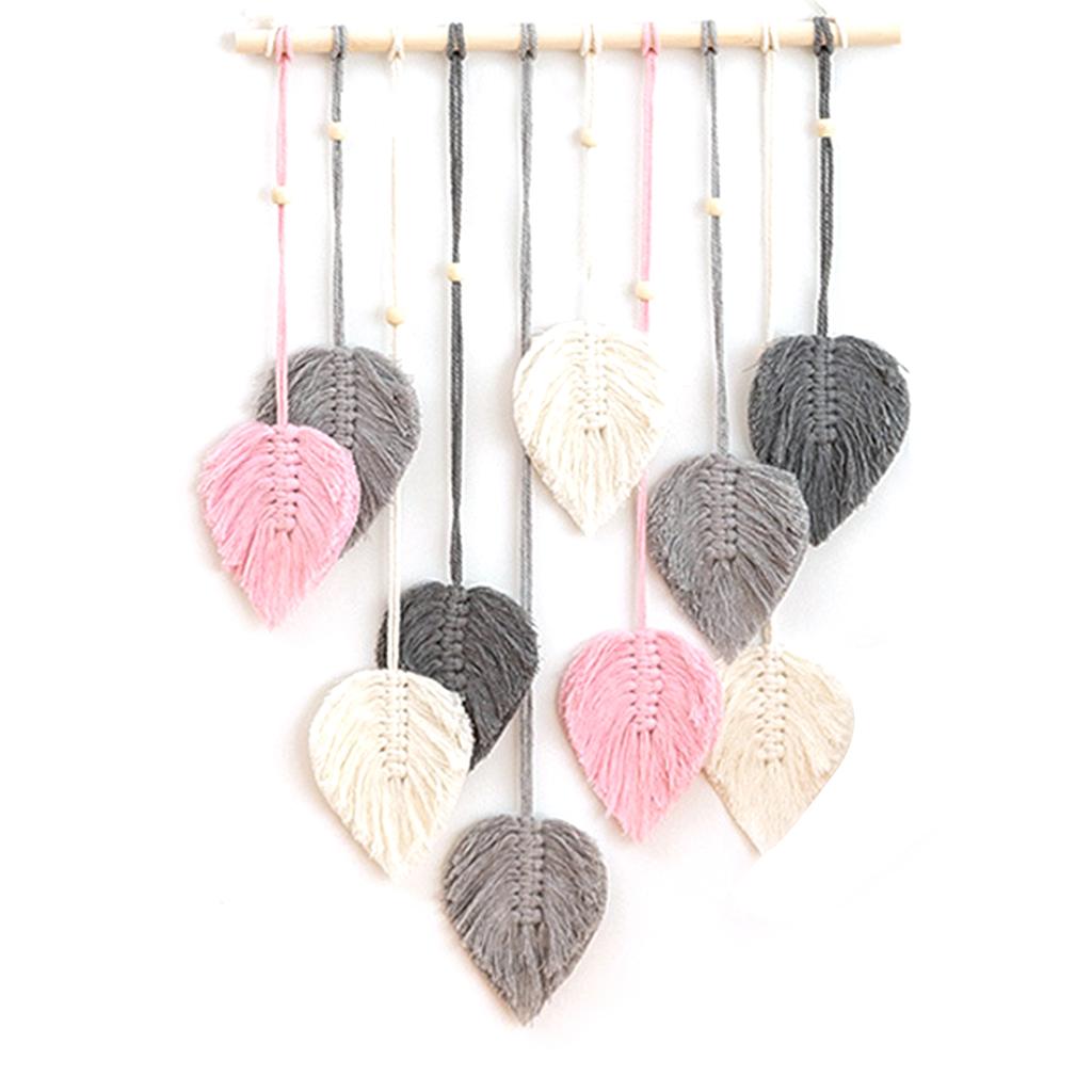 Настенный гобелен ручной работы из листьев в стиле бохо, подвесной кулон, поделки, подвесной подарок для ребенка