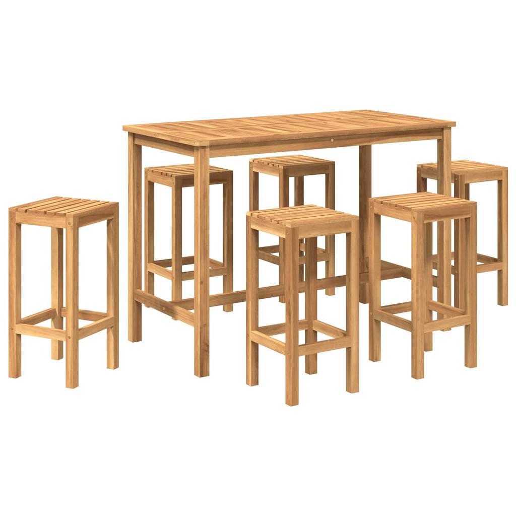 Outdoor Bar Set 7 Pieces Natural Solid Teak Wood