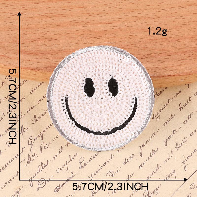 Duoku Colorful Smiley Face Sequin Embroidered Patch for Clothing, Shoes, Hats, and Bags