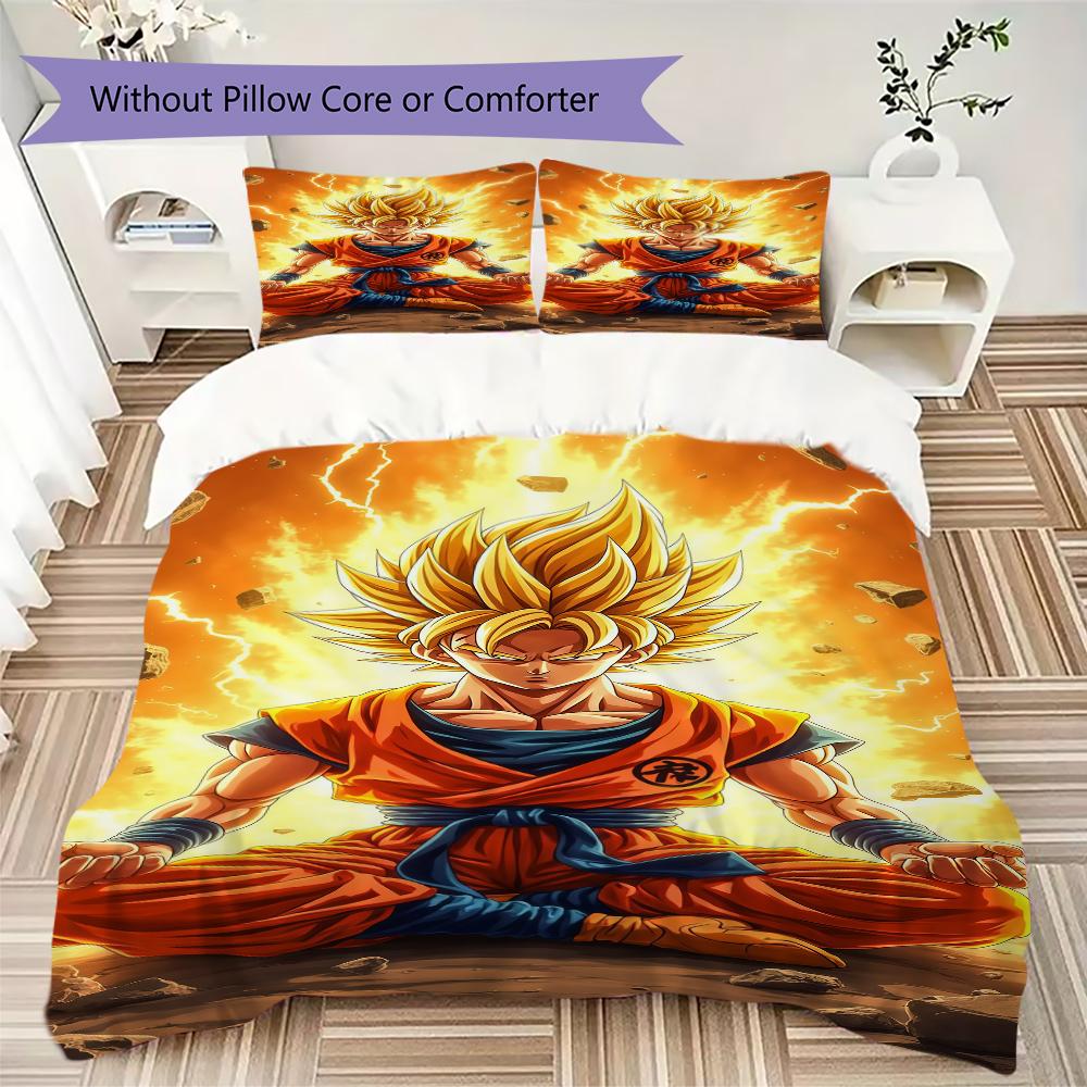 Постельное белье Son Goku, 3 предмета: пододеяльник с 2 наволочками, цифровая печать, без наполнителя, Подарок -HYQ15