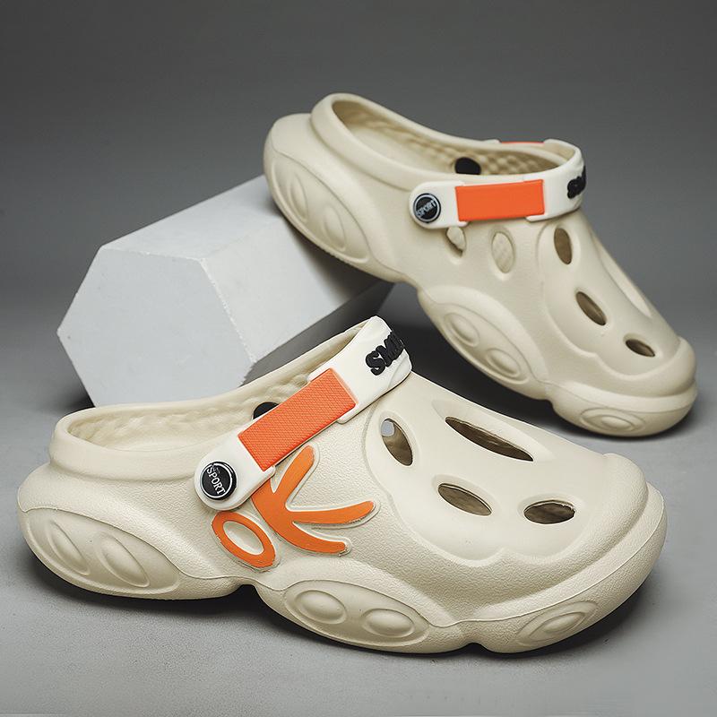 Большие размеры мужская сумка тапочки летняя повседневная одежда трендовая обувь с отверстиями толстая подошва усиливающая нескользящие сандалии мужские