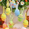 6PCS Colorful Easter Egg Hanging Ornament Foam Simulation Egg Pendant  Happy Easter Decorations