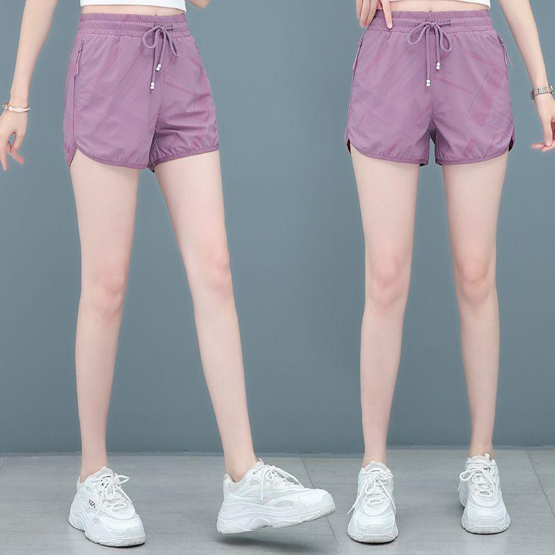 Быстросохнущие шорты Ice Silk, спортивные шорты, женские летние брюки с высокой талией для фитнеса и бега, тонкие брюки длиной три четверти