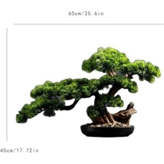 Artificial Bonsai 17 inches Pine Tree Realistic Fake Plant Decoration Table Display Green