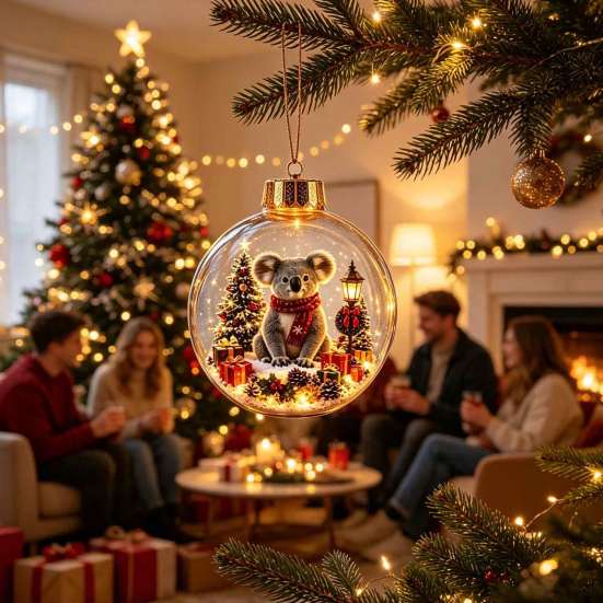 Festive Indoor Home Decorations Glowing Christmas Story Ornament, Light-Up Ball Hanging Decor with Warm LED Light, Light Up Seasonal