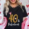 40-я Потрясающая Футболка для Женщин 40-й День Рождения Топы Модные Блестящая Графика Короны Футболки с Коротким Рукавом Женская Одежда