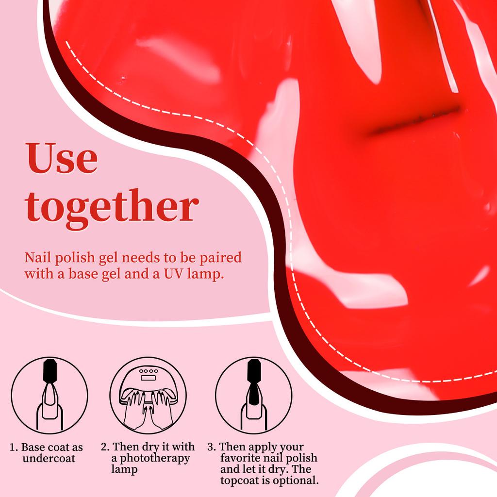 Популярный цвет Вишнево-красный True Red Solid Color Series Отбеливающий долговечный лак для ногтей Клей Фототерапия