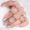 7 Pcs Vintage Women Hollow Carving Lotus Flower Waterdrop Knuckle Midi Rings Set AVE