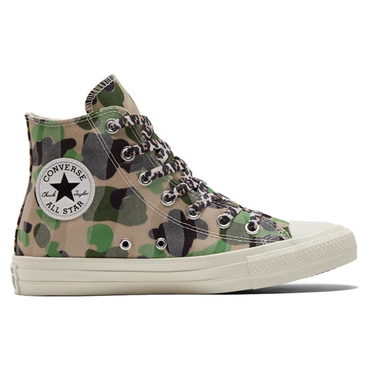 Converse Женские кроссовки Chuck Taylor All Star High Camo Brown Egret Piquant-Green 570779C