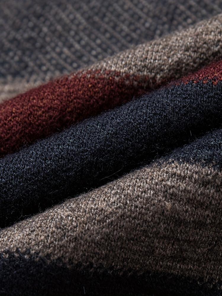 Универсальный вязаный свитер с цветными блоками, мужской повседневный теплый свитер с высоким эластичным круглым вырезом для мужчин, осень-зима