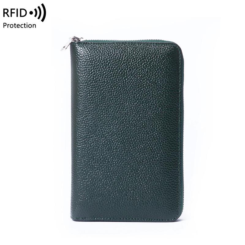 Натуральная кожа RFID Аккордеон Кошелек для паспорта и телефона | Многофункциональный держатель для документов на молнии