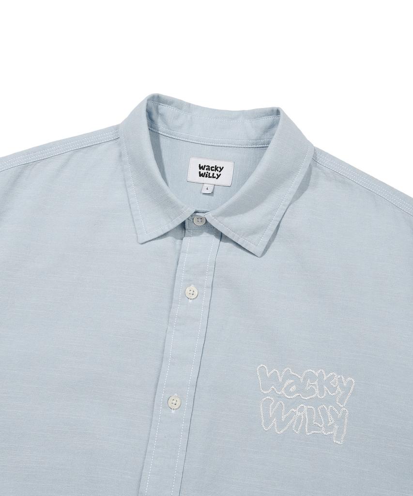 WACKY WILLY Chambray Short Sleeve Shirt Sky Blue