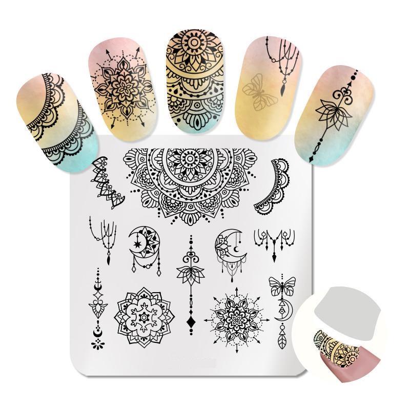 Штамповочные пластины для дизайна ногтей, листья, цветы, трафареты из нержавеющей стали, инструменты для штамповки изображений для ногтей, маникюрные инструменты