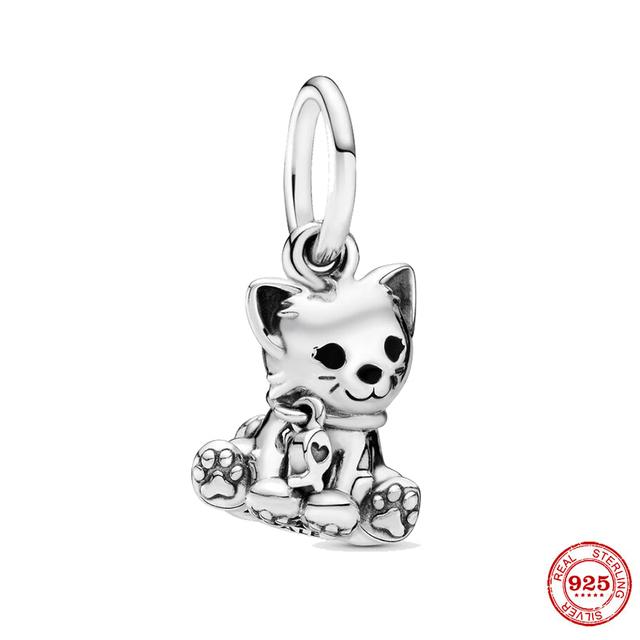 Новый Стерлингового Серебра 925 Единорог Кошка Собака Сова Обезьяна След Милое Животное DIY Тонкие Бусины Подходит Оригинальный Модный Браслет-Подвеска