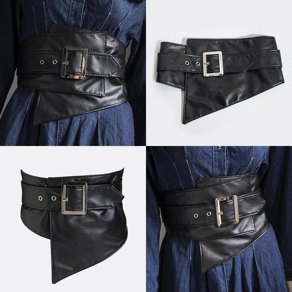 Womens Leather Asymmetric Wide Belt For Casual Fashion Summer