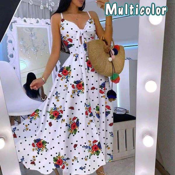 Женское богемное платье на бретельках с цветочным принтом, глубокий V-образный вырез без рукавов и открытой спины, вечерние платья, сексуальный сарафан-качели, вечерние платья, коктейльные платья с разрезом