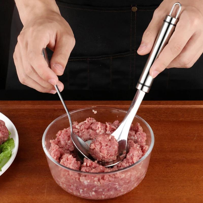 Ложка для фрикаделек из нержавеющей стали, совок для фрикаделек, самодельная форма для фрикаделек, антипригарный фрикадельковый инструмент для приготовления фрикаделек, кухонные гаджеты