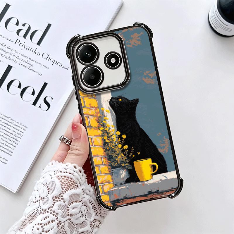 Черный кот Эстетичный узор Покрытие Чехол для телефона Для Xiaomi Redmi Note 14 15 Pro Plus 13 12 11 11S 11T 10 9S 9 5G Противоударный Airaba
