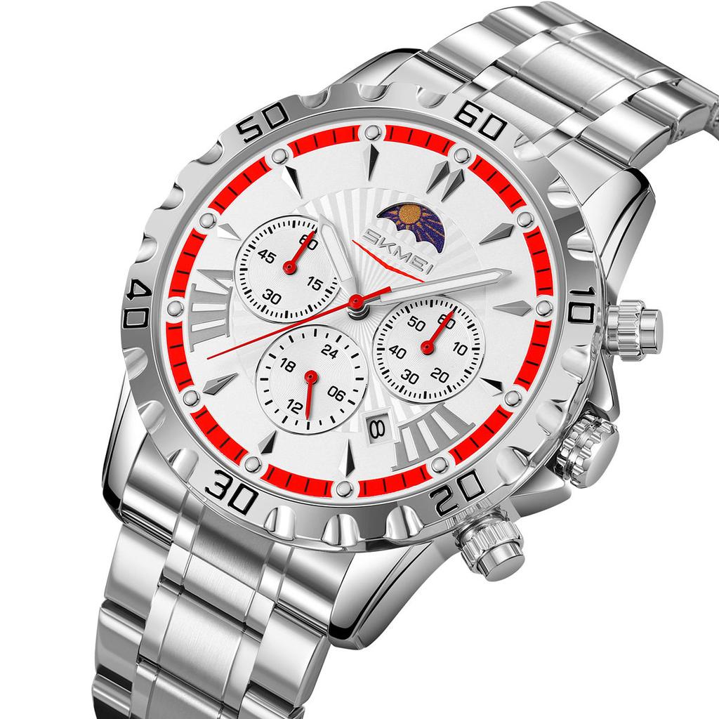 Роскошные золотые часы для мужчин, модные водонепроницаемые мужские наручные часы с фазами Луны, кварцевые мужские часы Relogio Masculino