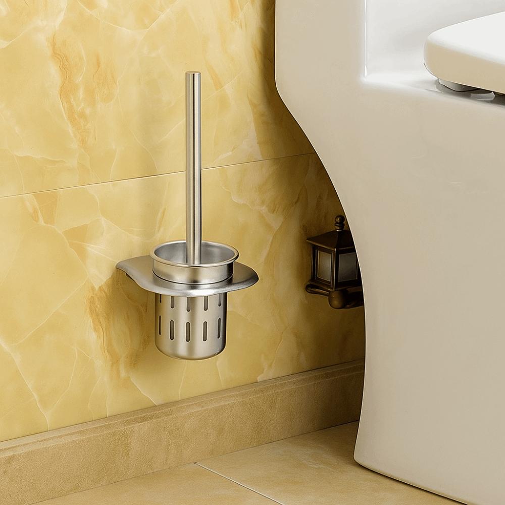 Wall Mounted Toilet Brush Set Long Handle Toilet Brush Holder Bathroom Accessories