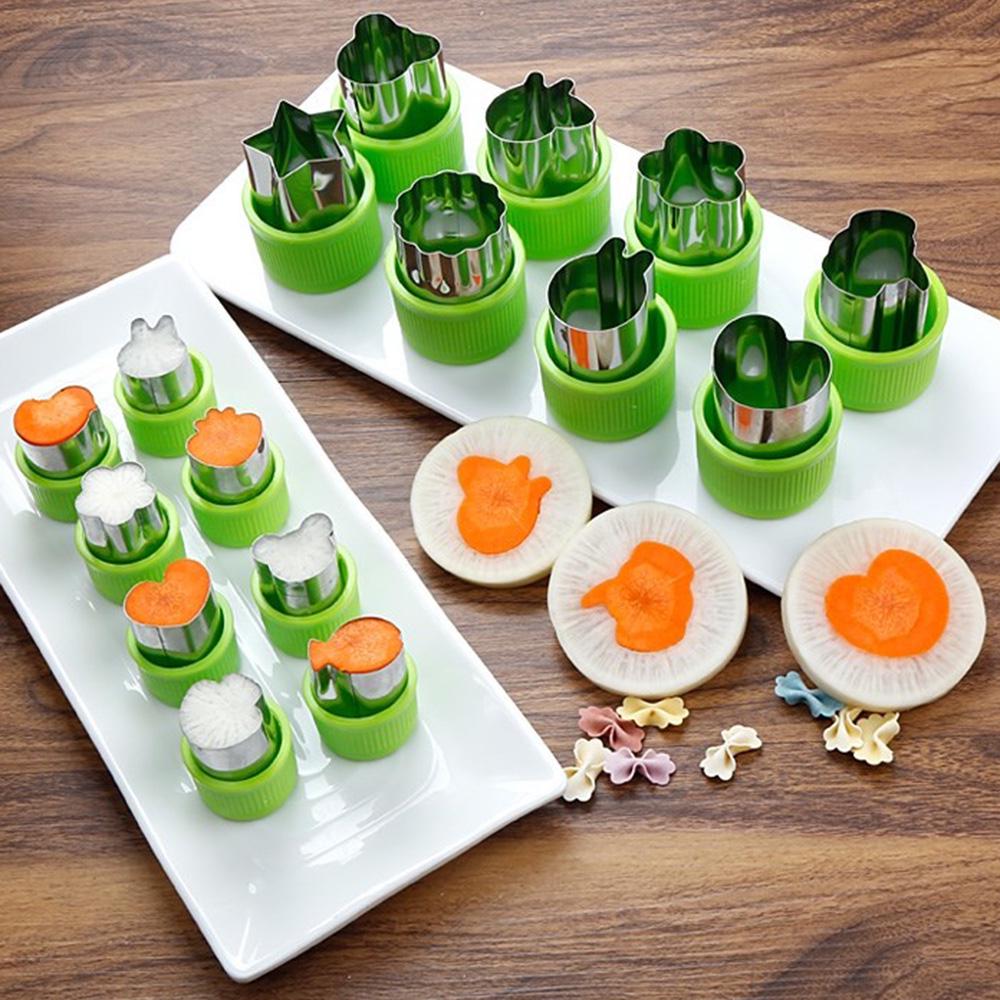 20Pcs Vegetables Fruits Cutter Molds Stainless Steel Cutting Tools for Cake Biscuit (Purple)