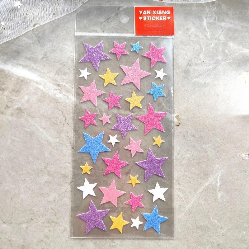 Золотые Блестящие Блестки Сердце Звезда Животное Корона DIY Наклейки Самоклеящиеся Новогодний Подарок для Ребенка Лицо Скрапбук Декора Яркие Наклейки