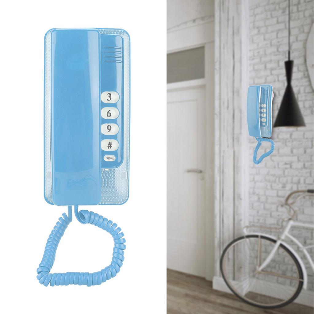 Wall Mount Landline Telephone Extension No Caller ID Home Phone For Hotel Family(Blue)